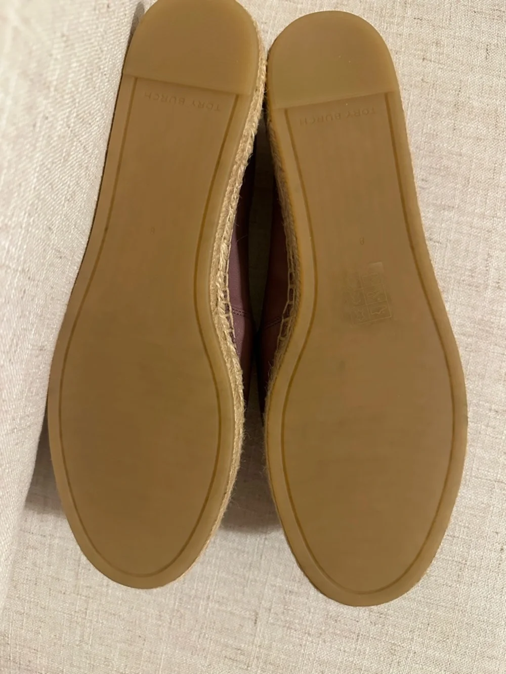 Women’s Size 8 Tory Burch Leather Espadrilles with Silver Logo